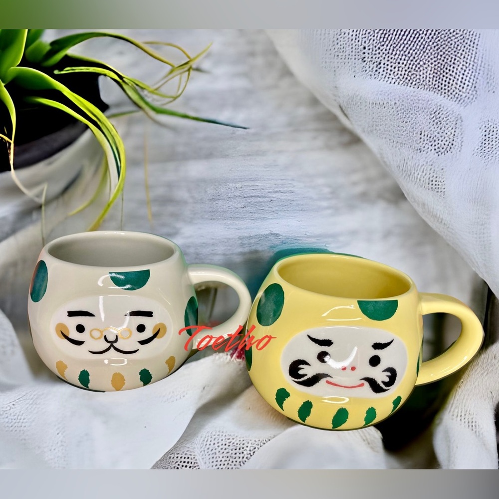 Starbucks Japan Set of (2) Daruma Ceramic Mug